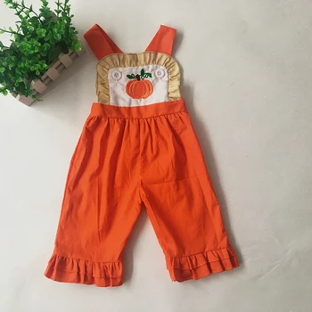 

Puresurn New Cute Pumpkin Embroidery Girls Summer Bubble Set Nice Ruffles Design Toddler Girls Summer Jumpsuit Outfit