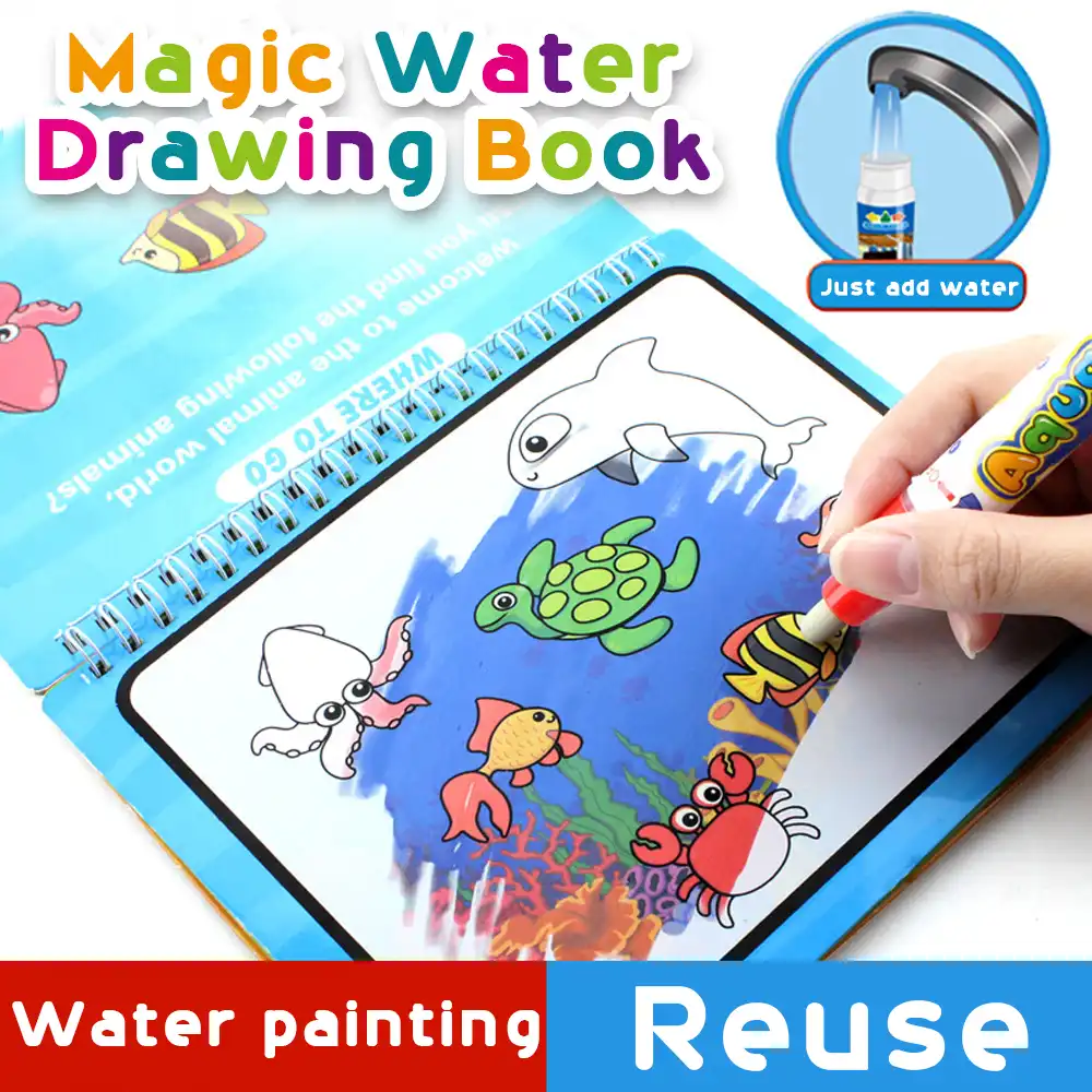 Download Magic Water Drawing Book Animal Water Coloring Book Doodle With Magic Pen Painting Educational Toys Drawing Board For Kids Drawing Toys Aliexpress
