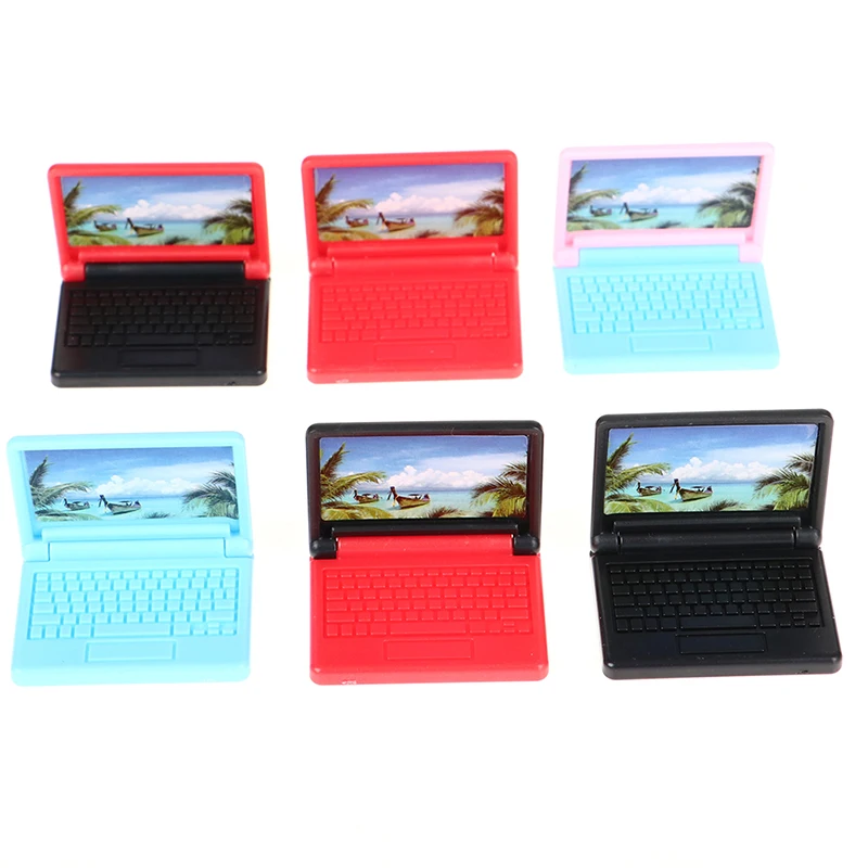 2pcs Creative Dollhouse Miniature Modern Computer Furniture For Children Toy Furniture For Dolls Laptop Computer