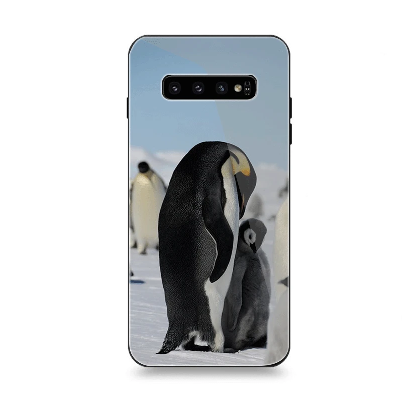 Мобильный чехол для телефона Стекло для samsung A10 A20 A30 A40 A50 A60 A70 S7 край S8 Plus Note 8 9 S10 чехол с милым пингвином;