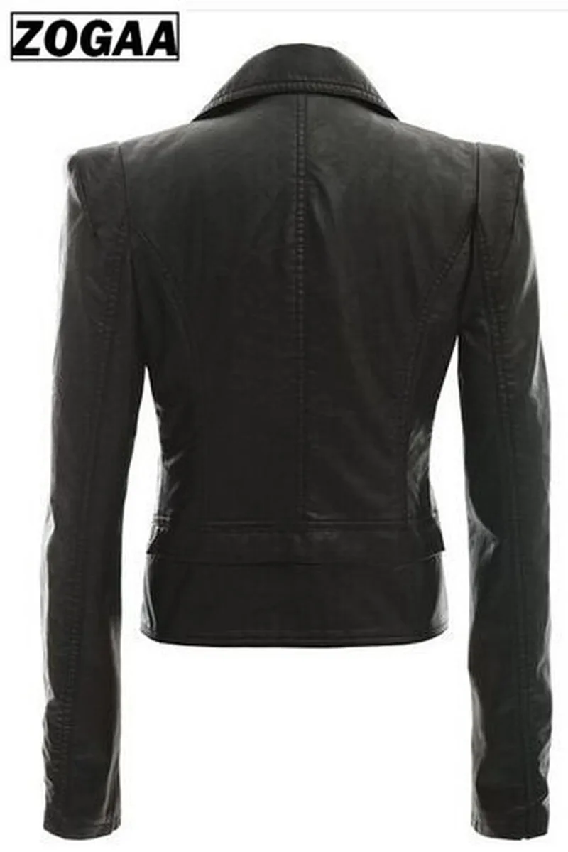 ZOGAA Autumn Women Faux Leather Jacket Gothic Motorcycle PU Leather Jacket Women's Zipper Turn-down Collar PU Faux Leather Coat