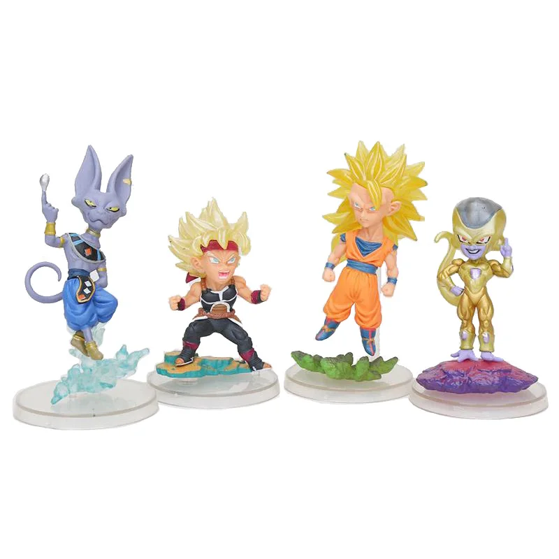 

4pcs Dragon Ball Z Anime Super UG Gokou Freeza Beerus Broli Solid set Bag Packed 8cm PVC Action Figure Model Doll Toys Gift