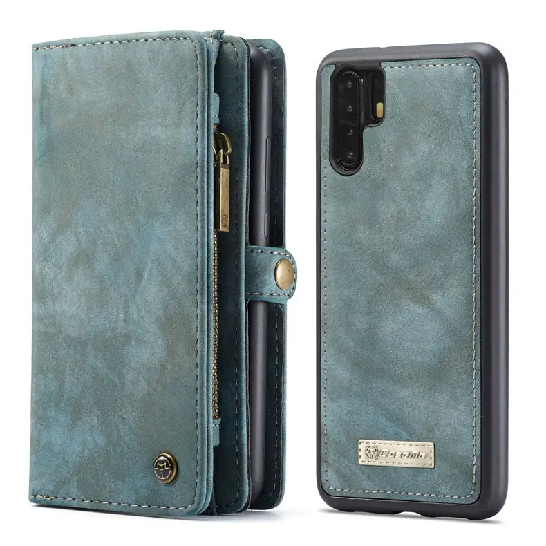 Green Ретро Кожаный чехол-кошелек на магните для huawei P30 Pro, кошелек, чехол с держателем карты, съемный чехол для huawei P30 Lite, чехол-кошелек - Цвет: Green