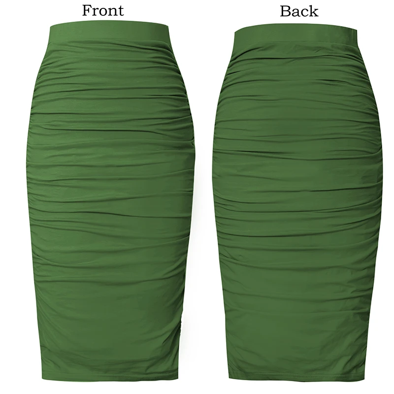 Vfemage Womens Elegant Ruched Ruffle High Waist Leopard Floral Print Slim Casual Work  Party Pencil Midi Mid-calf Skirt  1023