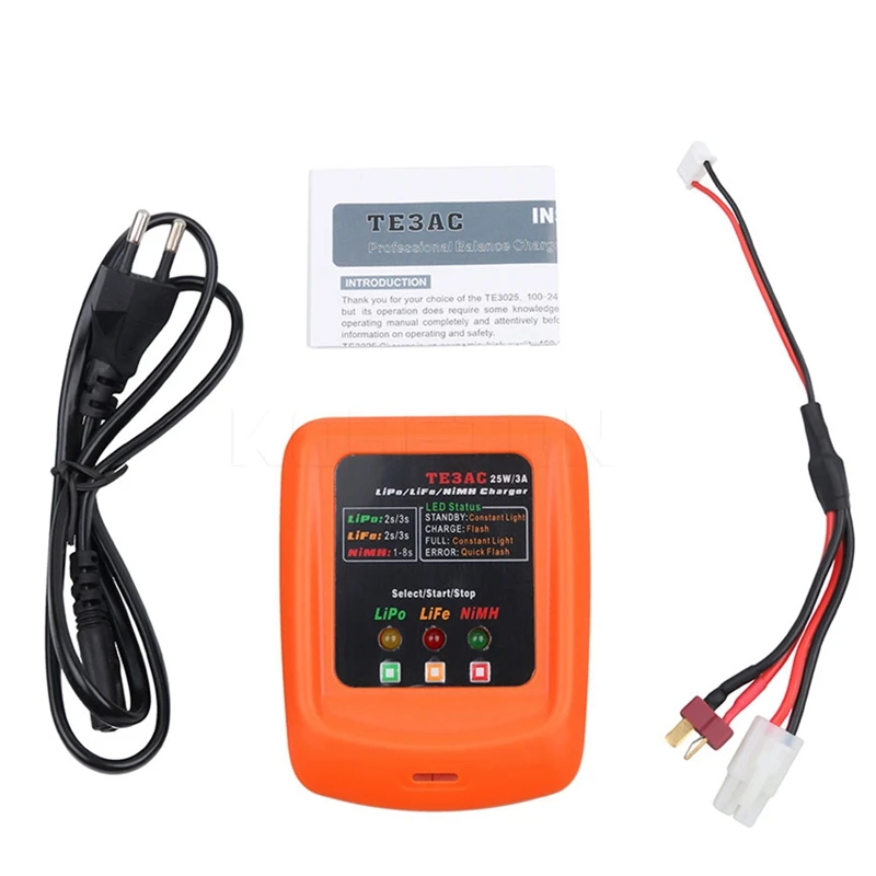 Te3Ac 25 W/3A профессиональное зарядное устройство для 2S 3S Lipo/2 S 3S Life/1-8 S Nimh батарея