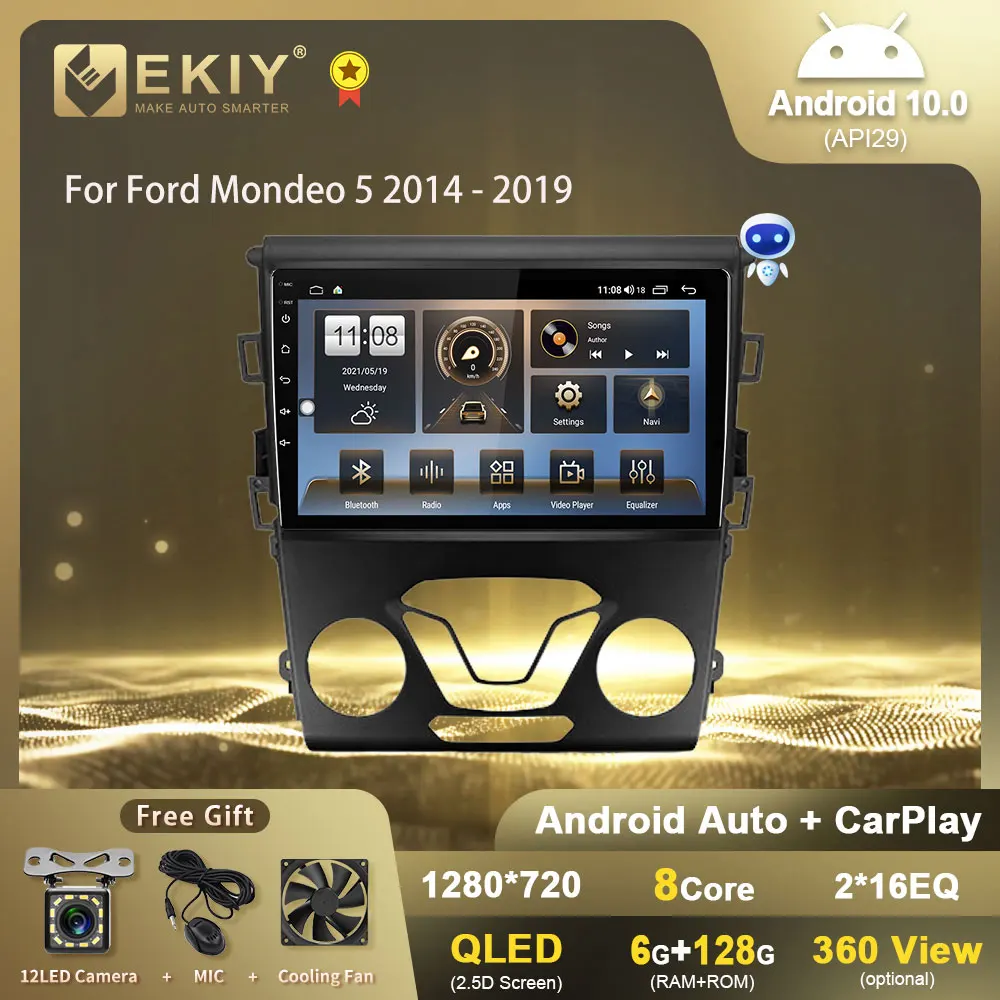 Автомагнитола EKIY T7 QLED DSP Android 10 для Ford Mondeo 5 2014 - 2019 мультимедийный плеер Carplay Navi No 2din
