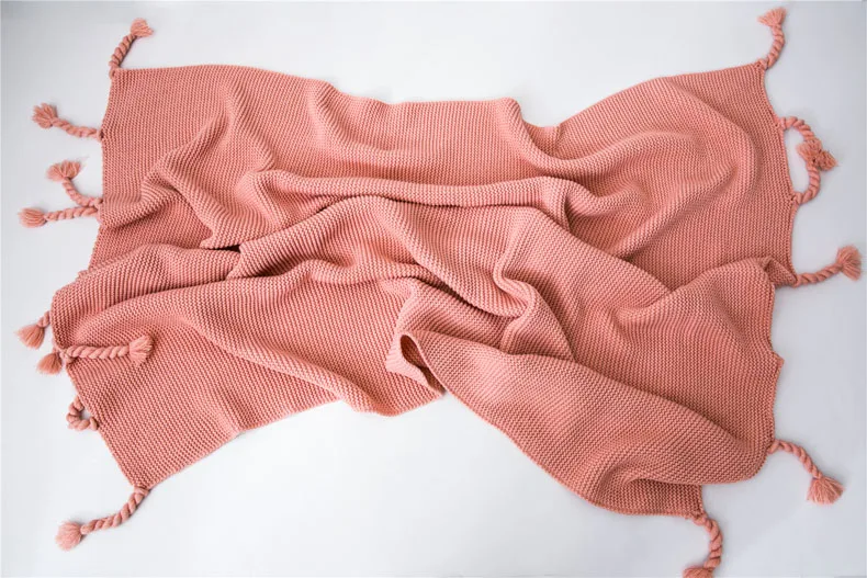 Nordic Sofa Blanket Office Leisure Knitted Blanket with Tassel Nap Air Conditioning Blanket Warm Shawl Rectangle 51X67 Inch