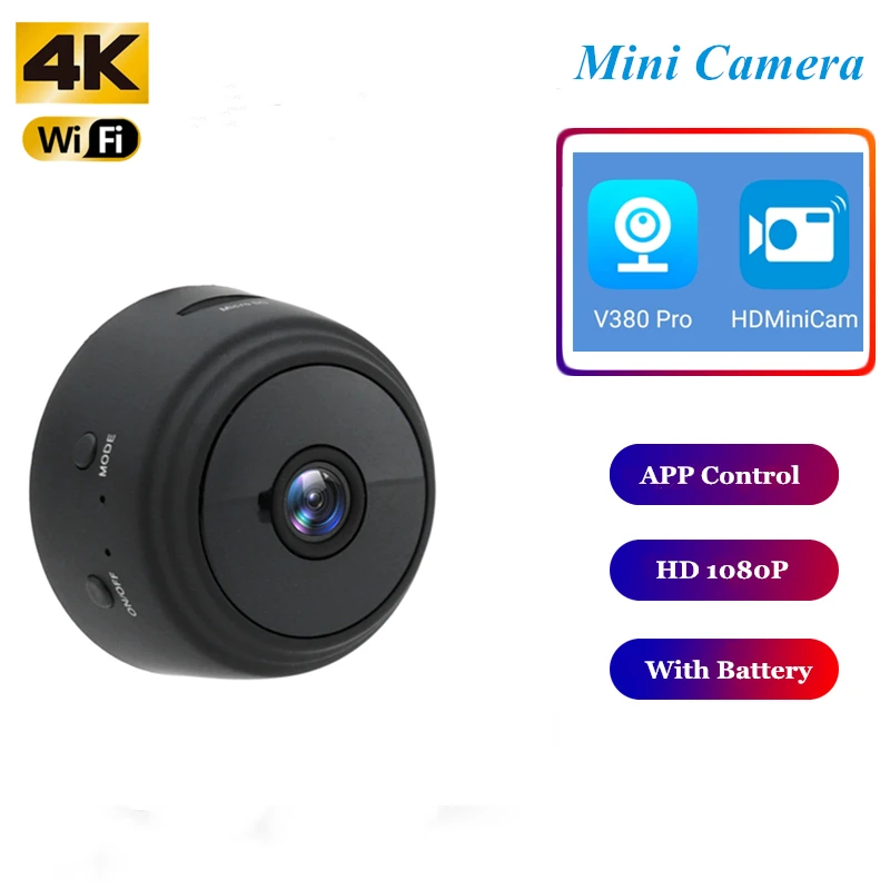 A9 4k Wifi Mini Camera, Home Security P2P Camera WiFi, Night Vision 1080P Wireless Surveillance Camera, Remote Monitor Phone App