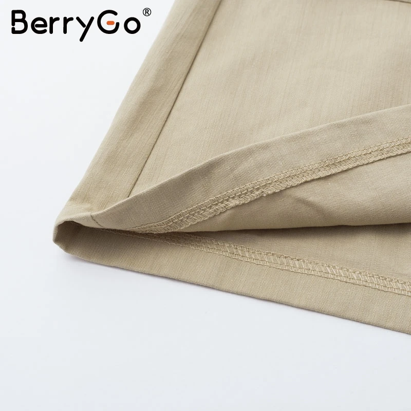 BerryGo, модная, высокая талия, осенняя, женская, с карманами, на каждый день, пояс, хлопок, женская короткая юбка, трапециевидная, для девушек, праздничная одежда, короткая юбка s