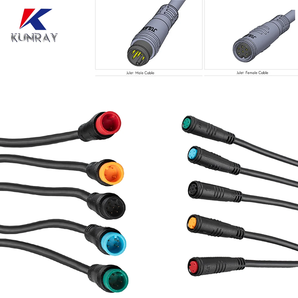 

Julet 2/3/4/5/6Pin Electric bike Waterproof Cable Connector Ebike Light Throttle brake Display Electrical Ebike Cable Connector