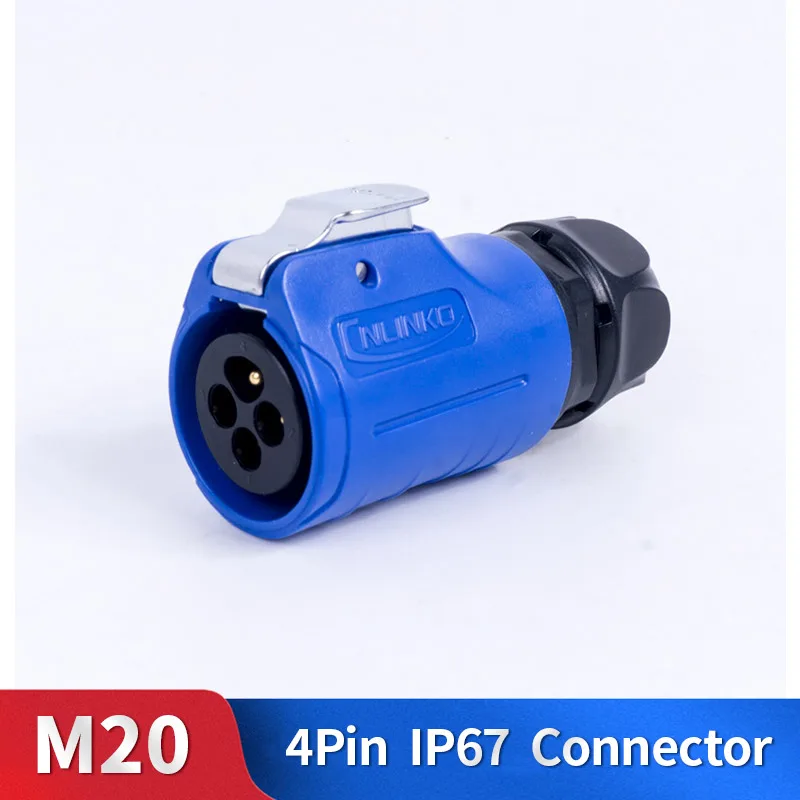 

M20 4pin Blue Quick Lock Waterproof Circular Power Connector Cable industrial Connector Waterproof design