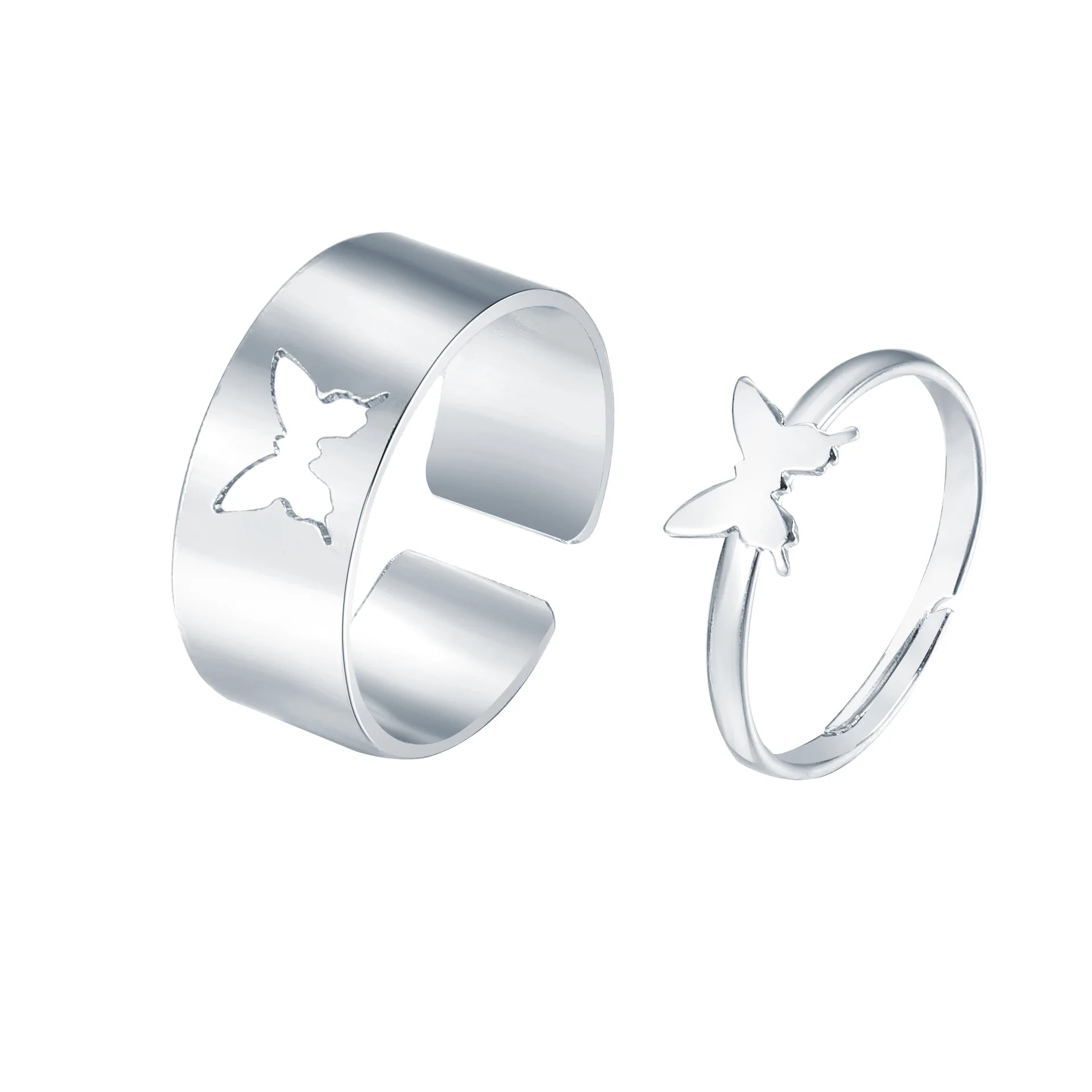 2021 Harajuku Gothic Vintage Hollow Butterfly Rings For Women Adjustable Rings Wedding Party Statement Jewelry 
