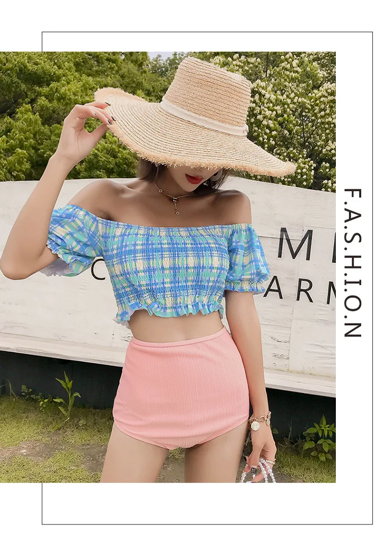 Separate Swimsuit For Women Two Pieces Surf Clothing Summer Swimsuits Trikini Piece Bathing Suit New Korean Plaid Split