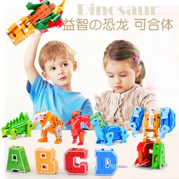 

English 26 Letters Transformer Alphabet Robot Deformation Animal Creative Educational Figure Building Blocks Model kid Toys Gift