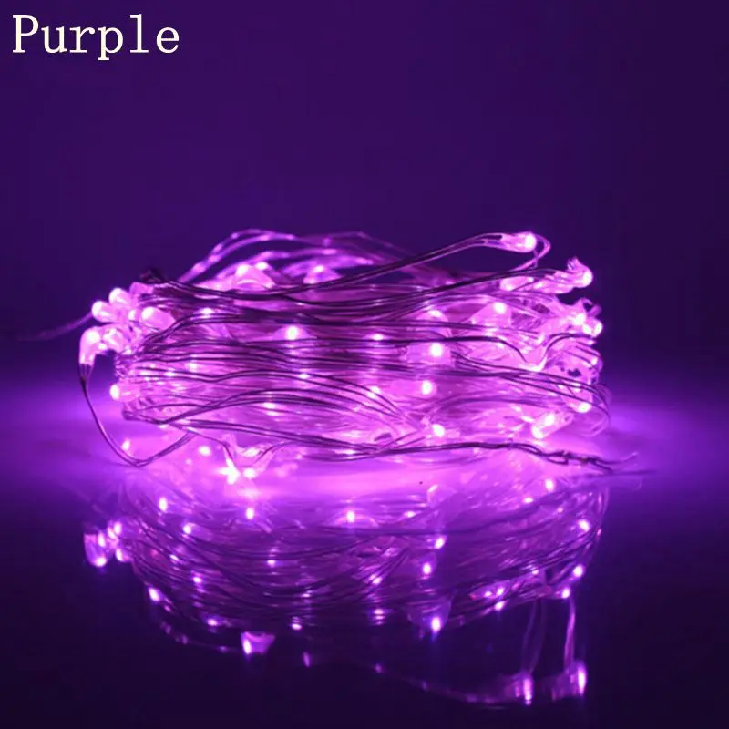 Purple 10 м/20 м возможностью погружения на глубину до 30 м 50 м 100 Медный/серебряной проволоки Новогоднее украшение водонепроницаемый Декоративная гирлянда+ входит ПДУ с 24 кнопками радиочастотным пультом дистанционного управления и адаптер питания - Испускаемый цвет: Purple