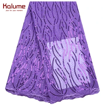 

Kalume Sequins African Lace Fabric Royal Blue Nigerian Tulle Lace With Sequin French Mesh Lace For Party Dress Lace Fabric F2025