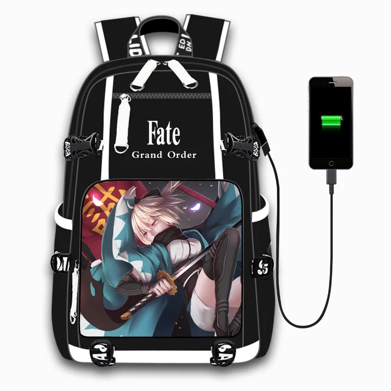 Аниме Fate Stay Night Saber, для отдыха, для девочек и мальчиков, дорожная сумка, usb зарядка, ранец, рюкзак для ноутбука, рюкзак для подростков, студентов - Цвет: Style-5