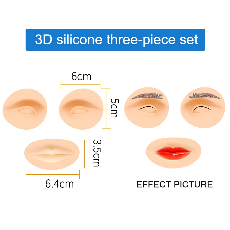 Three pcs set 5 шт./лот 3D тату практика кожи Перманентный макияж губы кожа для тренировки набор тату Поставки - Цвет: Three pcs set