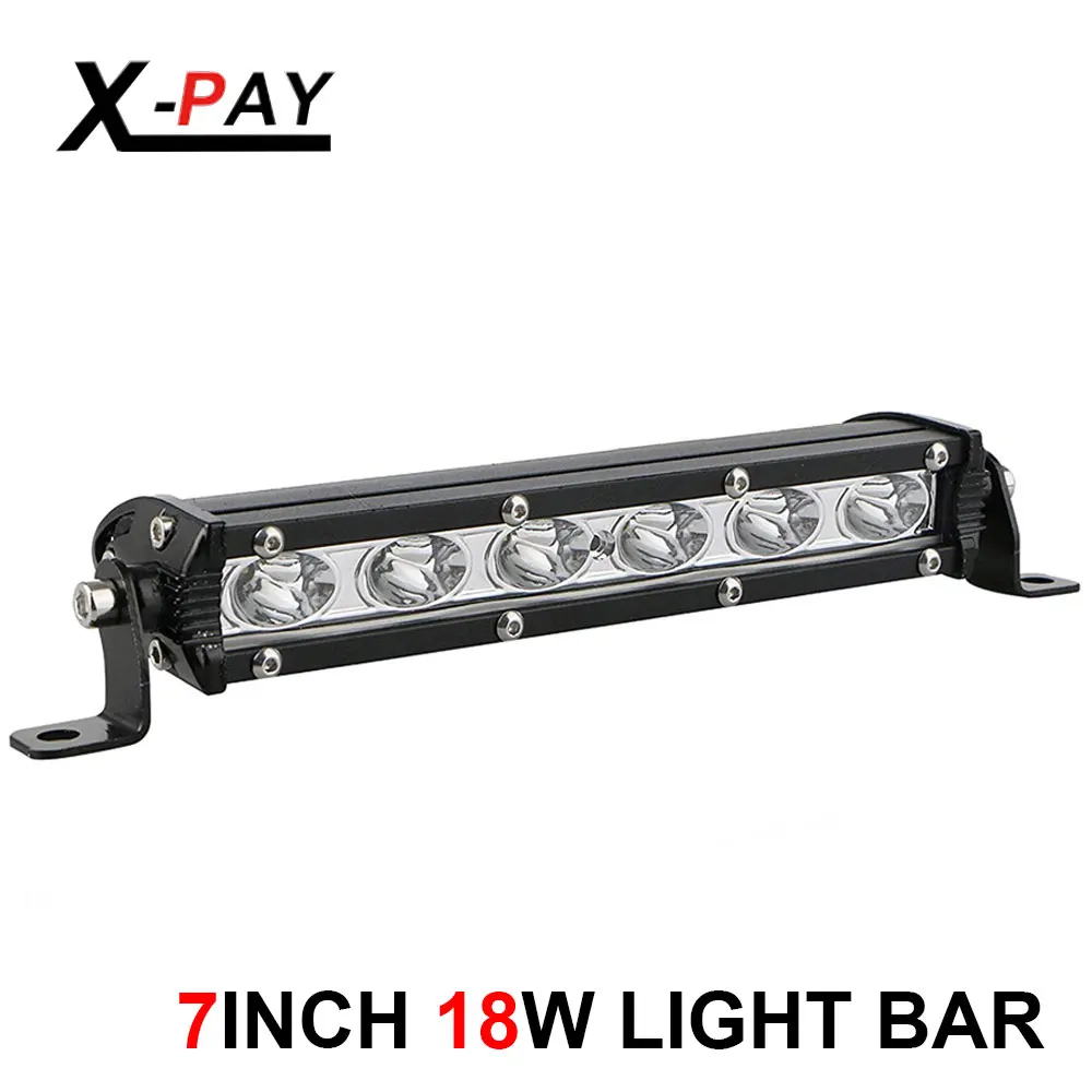 

18W 7inch Single Row Spot LED Work Light Bar Fog Driving Lamp IP67 Waterproof for Off Road Truck Car ATV SUV Jeep Boat