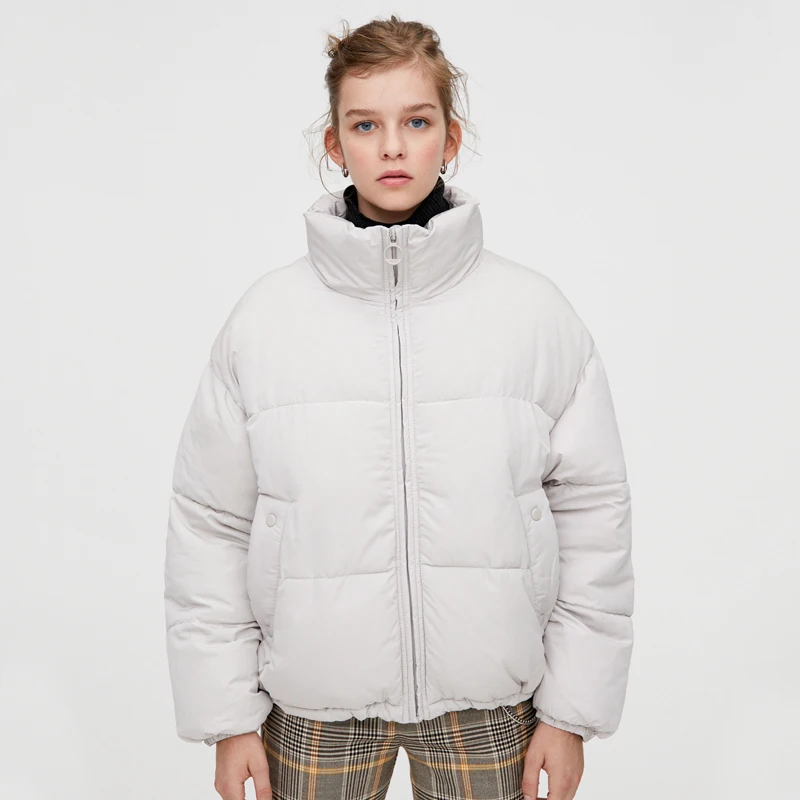 AGong зимние толстые парки с воротником-черепахой женские модные однотонные белые пальто женские элегантные хлопковые куртки с длинным рукавом женские Дамские LL