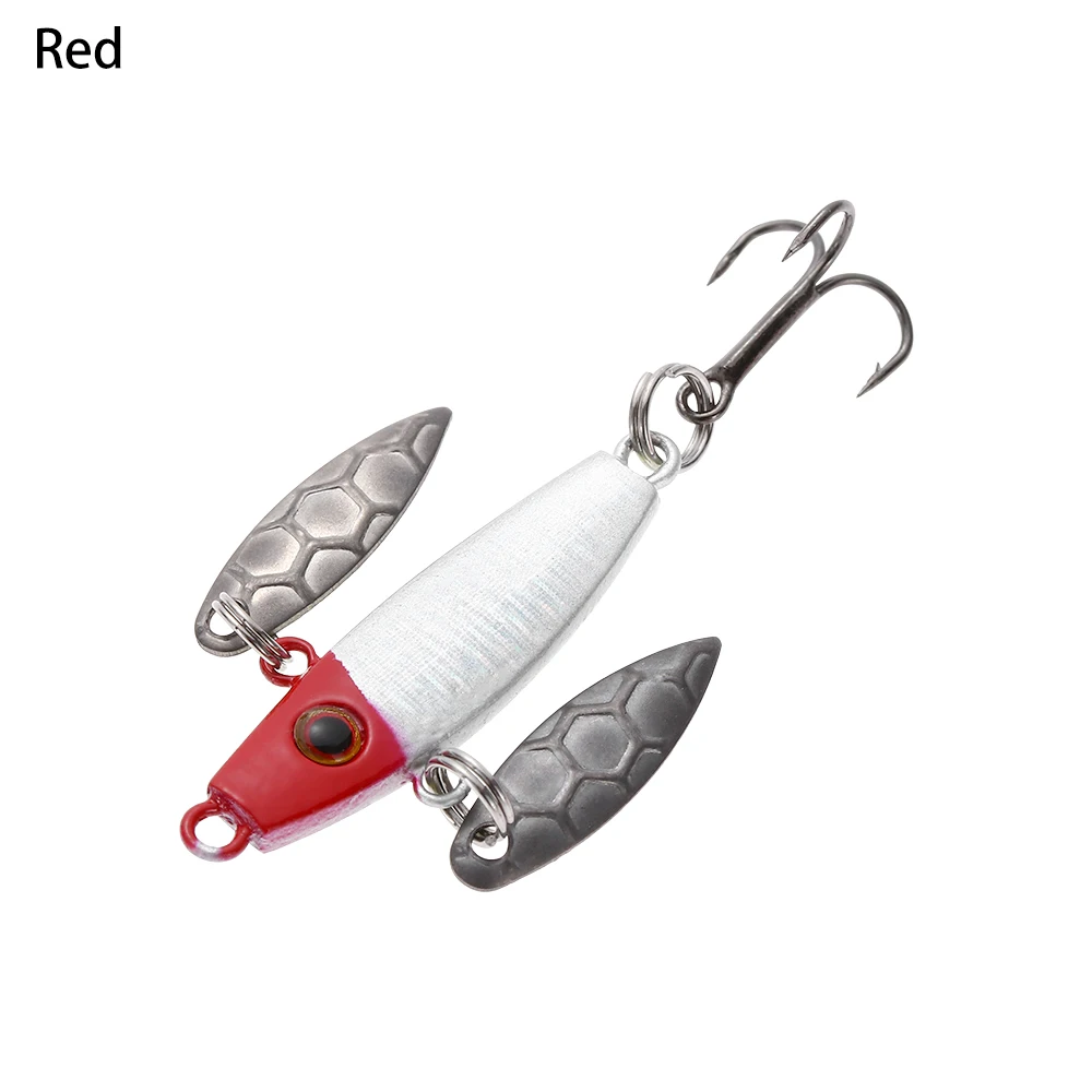 1PC 4 Styles Winter Treble Barbed Ice Hook Lure Colorful Artificial Hard Bait Lead Jigging Ice Spinner Lure Outdoor Fishing Tool