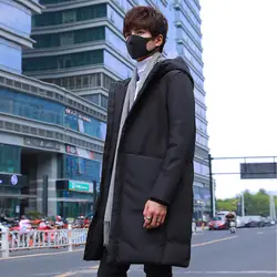 Корейская мода с капюшоном мужская Тонкая Повседневная Длинная пуховая куртка мужская