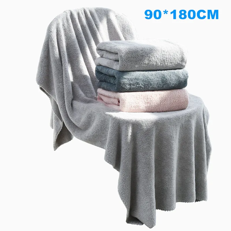 90*180CM Coral Velvet towel super absorbent and quick-drying super large bath towel super soft hotel bath towel Beach Towels 2