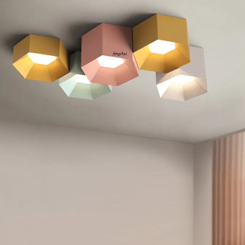 Modern LED Iron Art Ceiling Lights Lighting Nordic Loft Aisle Living Room Lamp Restaurant Bedroom Macaron Decor Light Fixtures