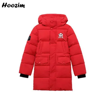 

2020 Winter Long Jacket For Girls 4-12 Years High Street White Letter Thick Parka Children Minimalist Detachable Cap Coat Boys