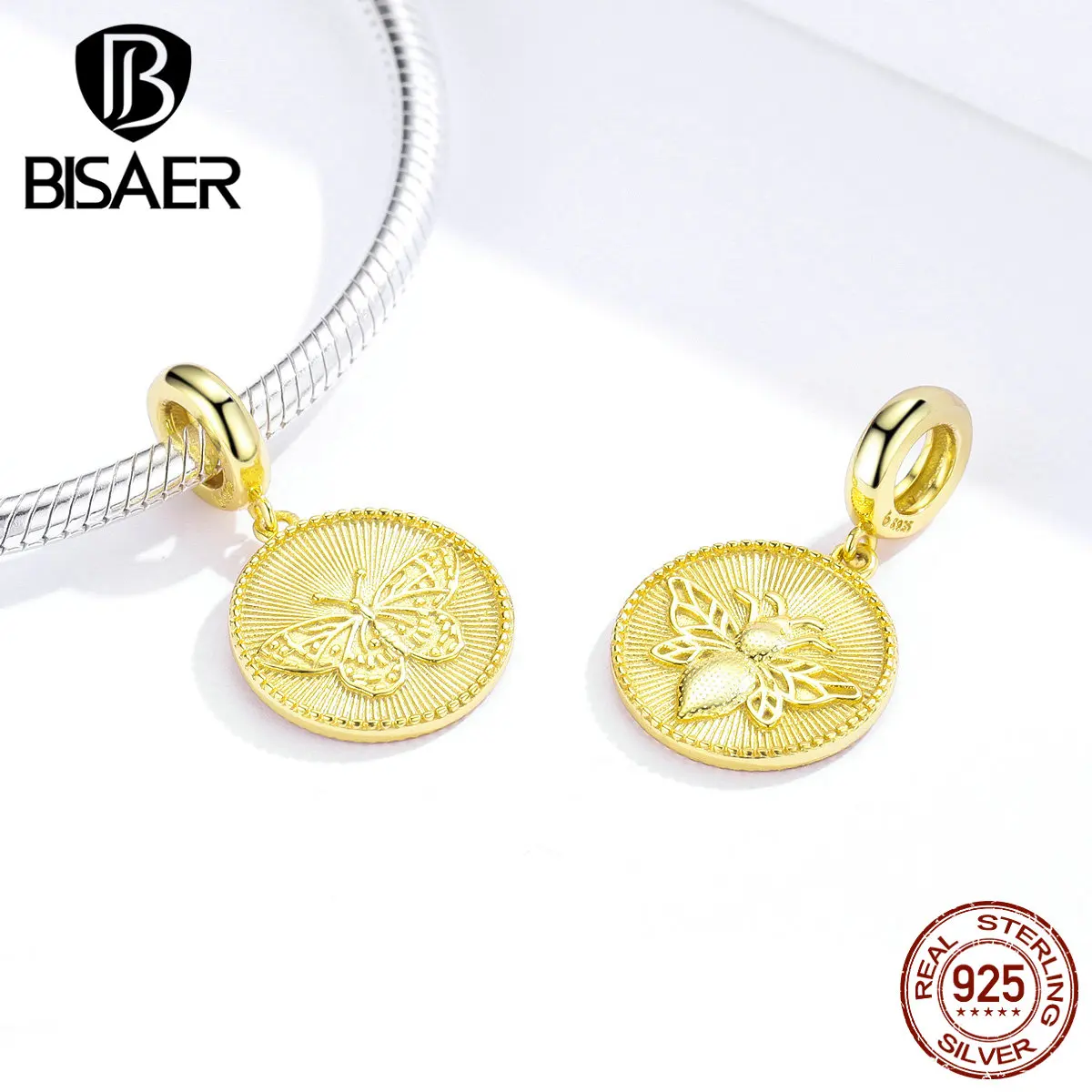 

Original Design 100% 925 Sterling Silver Butterfly Bee Charm Pendant fit Women Charm Bracelets & Necklaces DIY Jewelry HVC104