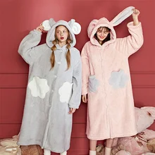 Женская одежда для сна в стиле Лолиты; милый фланелевый Халат с рисунками животных; Пижама с капюшоном; банный халат; одежда для сна; ночная рубашка; домашняя одежда