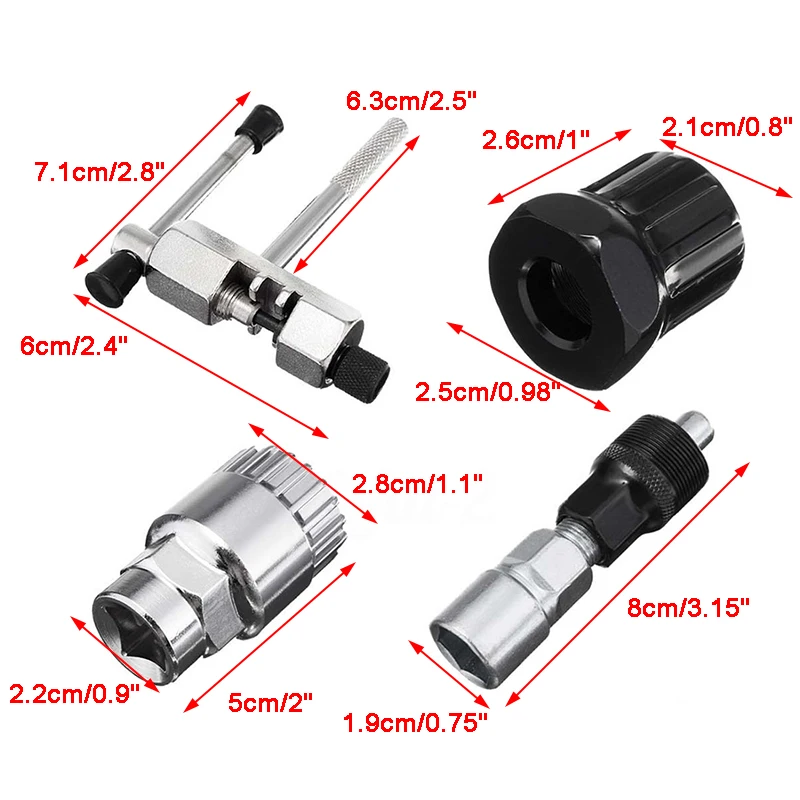 4 PCS Bicycle Repair Tool cycling MTB Bike chain Crank Wheel Bottom Bracket center axle Remover Multifunction Tools Set