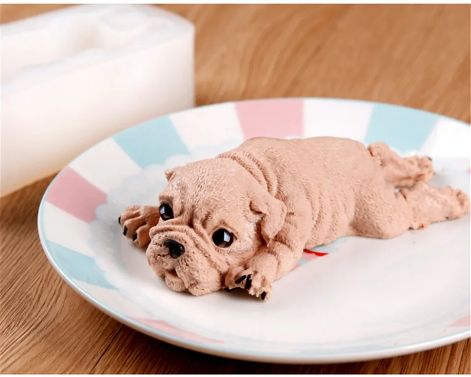 1pcs Cute Dog Silicone Mold Mousse Cake 3D Shar Pei Mould Fondant Decorating Tool Ice Cream Chocolate Moulds Baking Tools