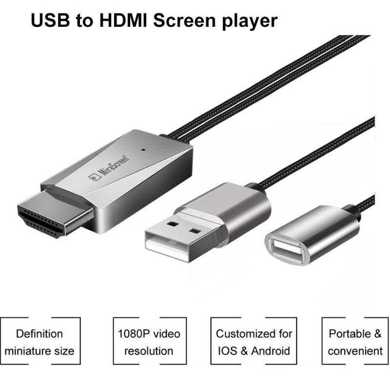 Mira экран USB к HDMI кабель 1080P HD tv Stick мобильный телефон к HDMI HD ТВ кабель адаптер для iOS Android HDMI экран плеер