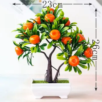 

Artificial Plants Bonsai Mandarin Orange Fruit Tree Potted for Home Wedding Room Decoration Flower Hotel Party Decor Fake Potted