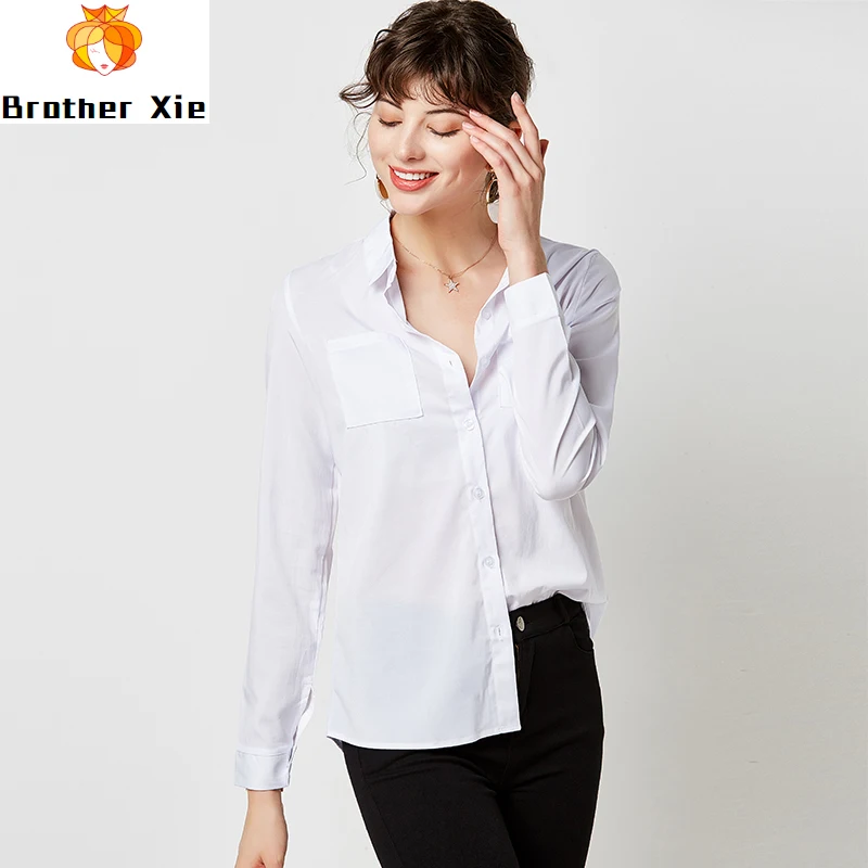 

Women Blouses 2020 Solid Color Turn Down Collar Office Blouse Ladies Formal Shirts Long Sleeve Casual Shirt Plus Size Top
