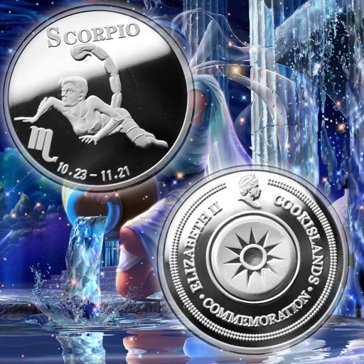 Новинка 10 23-11 21 12 созвездий Скорпион Посеребренная монета Элизабет II памятные
