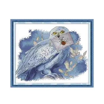 

The Messenger Owl Patterns Cross Stitch Embroidery Kits 14CT Counted Printed Canvas 11CT DMC DIY Handmade Needlework Kits Crafts