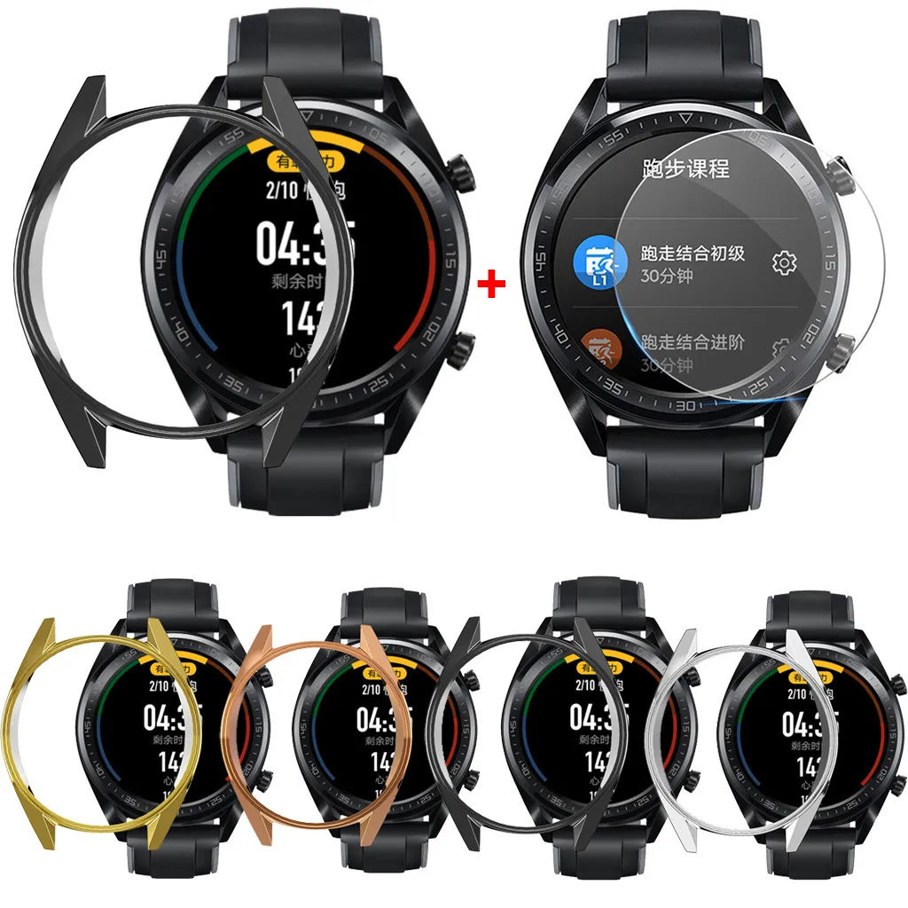 

TPU Protection Case with Screen Protector For Huawei Watch GT 46mm Smart Watch Cover Replacement Film Shell Case Protector 19Aug