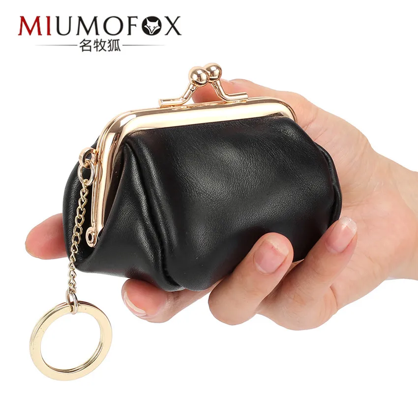 Мини-кошелек для женщин, кошелек для монет, простое кольцо, сумка для монет, кошельки, модный держатель для карт, маленькие кошельки, изысканные, портативные, мягкие, на молнии - Цвет: Small size Black