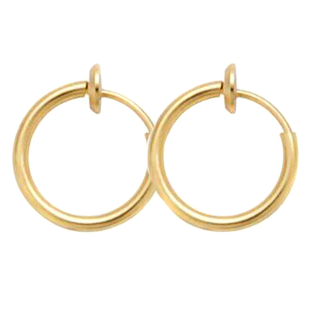 Мужские и женские классические серьги-кольца в стиле хип-хоп, не требующие пирсинга, ювелирные изделия - Окраска металла: Gold  20mm