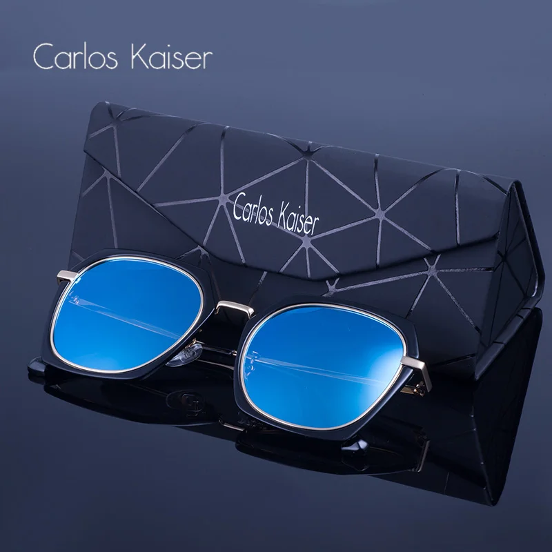 Carlos Kaiser, модные солнцезащитные очки для женщин, металлическая оправа, полигон, для мужчин и женщин, Ретро стиль, для вождения, прозрачные линзы, солнцезащитные очки, UV400