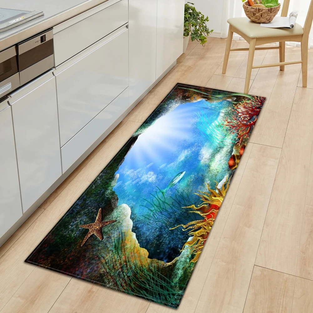Kitchen Mat Entrance Doormat Living Room Bedroom Sofa Hallway Rectangle Decoration Floor Carpet Bathroom Water absorption Rugs - Цвет: HF-17