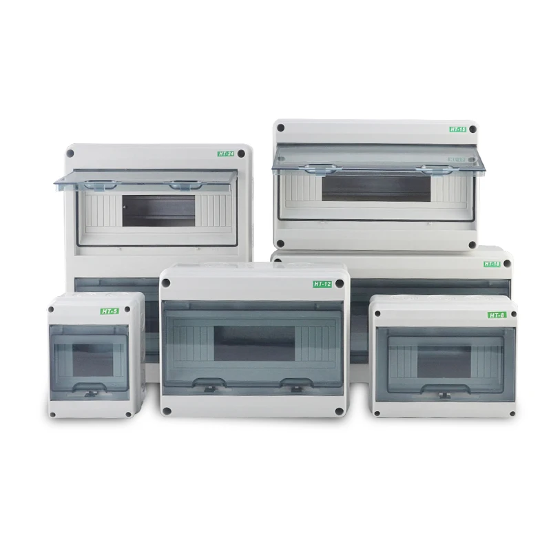 

5/8/12/15/18/24 Way Plastic Electrical Distribution Box Waterproof MCB Box Panel Mounted Distribution Box HT Series