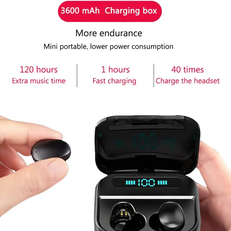 Мини X7 TWS, bluetooth 5,0, наушники, светодиодный дисплей, HD вызов, IPX7, водонепроницаемая, Спортивная, без дела, игровая гарнитура с 3600 мАч, внешний аккумулятор