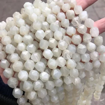 

10mm MoonStone Natural Moonlight Stone Cut Angle Scattered Beads Natural Crystal Beads for Making Bracelet Necklace