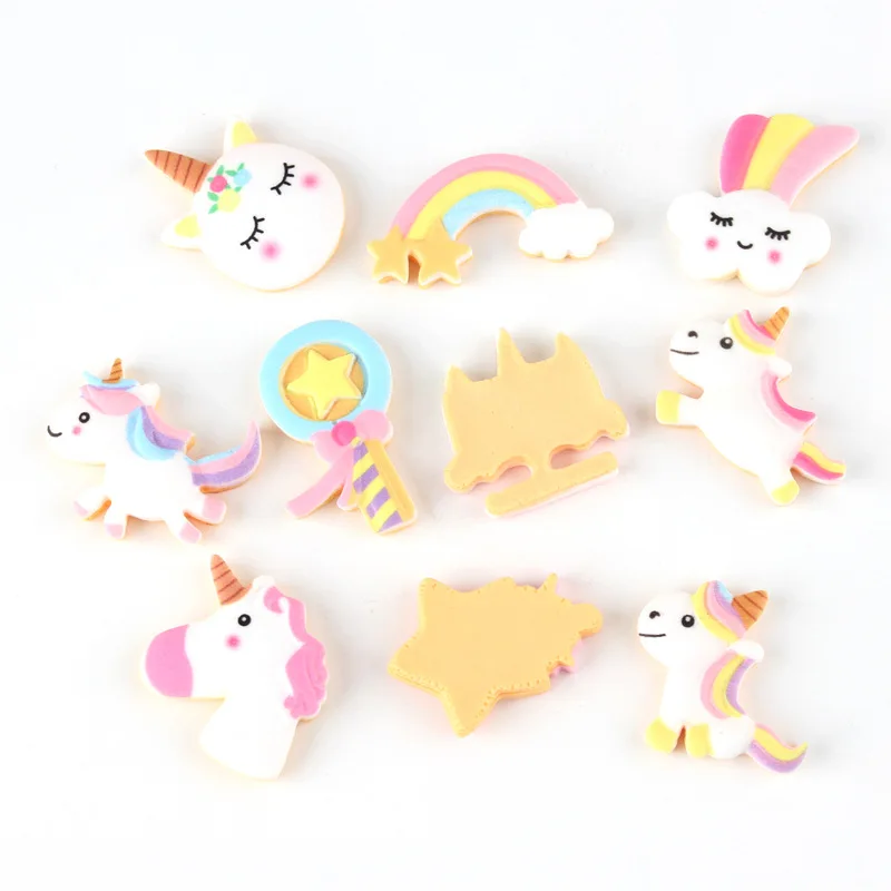10 шт в упаковке, новая Kawaii Ranbow Единорог полимерные Стразы плоские с оборота кабошон Скрапбукинг "сделай сам" для телефона Декор дома Статуэтка Украшения: 28 мм