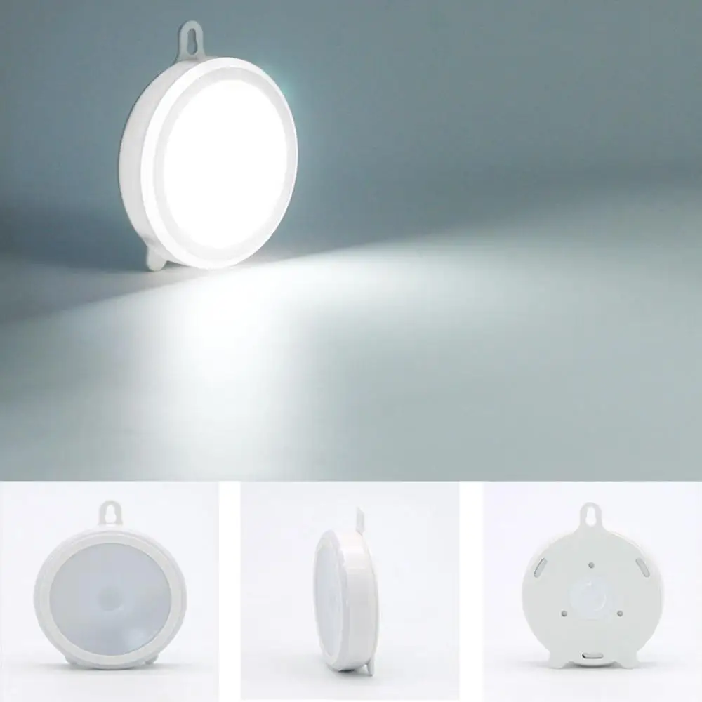 Round LED Night Light 6LED Kids Night Bedside Lamp Children's Night Light Wall Induction Lamp Touch Switch for Home Bedroom images - 6