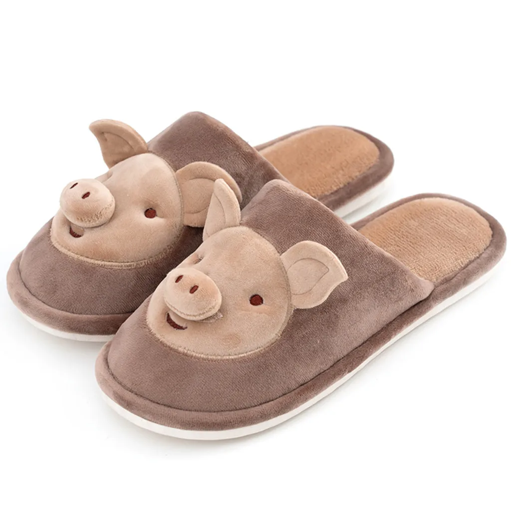 

Home Shoes Men Slippers Home Slippers Women's Mens Couples Warm Cartoon Pig Non-slip Floor Home Slippers Indoor Shoes Chinelo