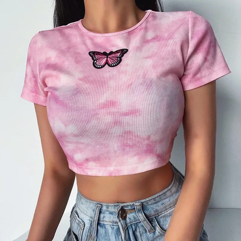 Женская футболка-стрейч с круглым вырезом и высокой талией | одежда